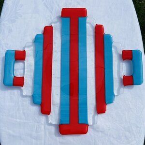 15 x 14 Fused Glass Platter w/ Handles Southwestern Geometric Tray Vtg ? Striped